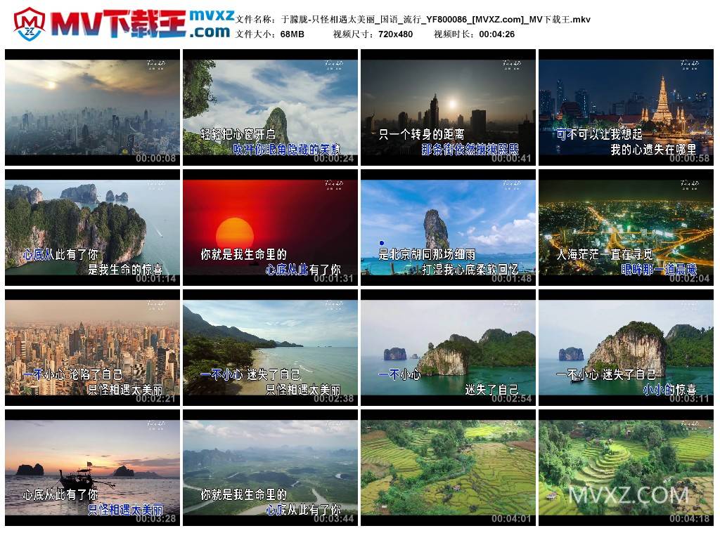 于朦胧-只怪相遇太美丽_国语_流行_YF800086